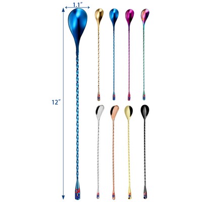 Long Handle Stainless Steel Spiral Pattern Spoon