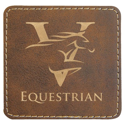 3" x 3" Square Rustic/Gold Leatherette Patch with Adhesive