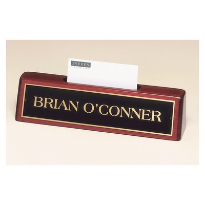 8.25" Rosewood Piano Finish Nameplate w/Business Card Holder