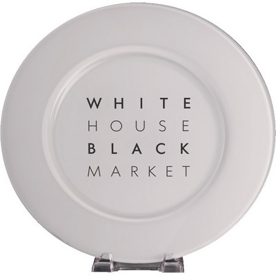 12.5" Diameter Pearly Alabaster White European Glass Award Tray