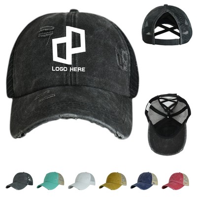 Women Baseball Cap Ponytail Hat