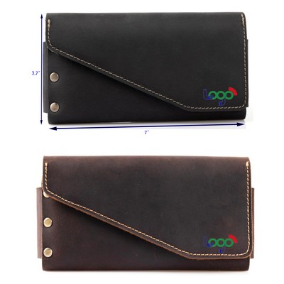 Leather Phone Holster with Belt Loop Magnetic Wallet