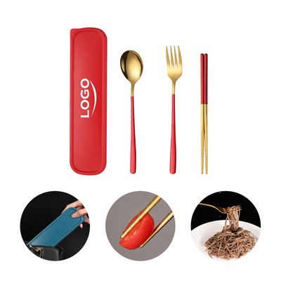 Three Piece Set Of Stainless Steel Portable Tableware(Free Shipping)