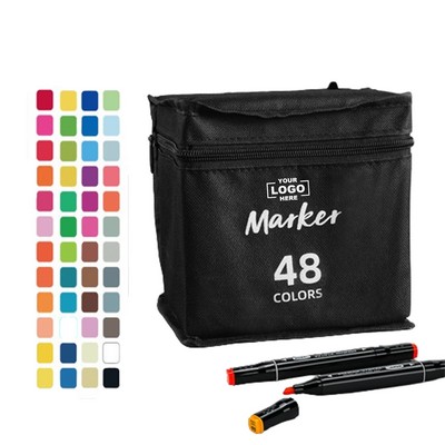 Paint Marker Pen Set 48 Colors Dual Tip Art Markers