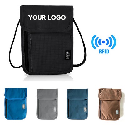 7.5" RFID Blocking Pouch Neck Wallet Family Organizer Case Waterproof Passport Holder MOQ50PCS