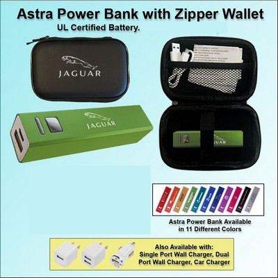 Astra Power Bank Gift Set in Zipper Wallet 2800 mAh - Green No Extra Tariff