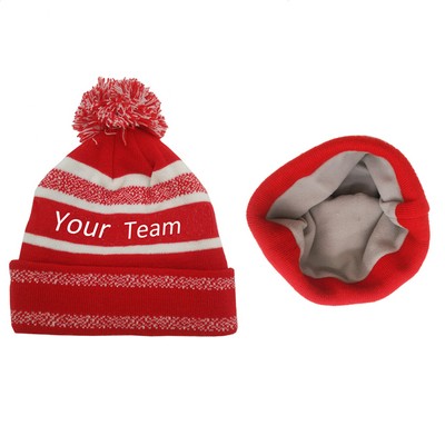 Knit Pom Beanie with Cuff