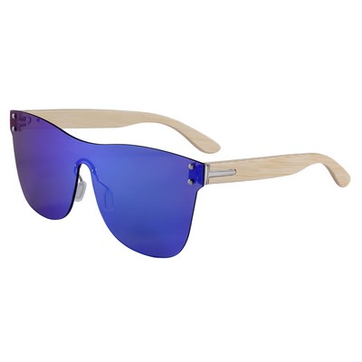 Bamboo Sunglasses - Green Mirror Lenses - Metal Hinges