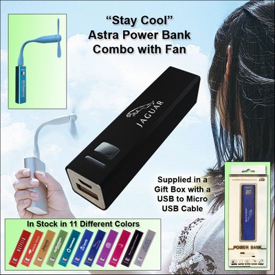 Black 3000 mAh Astra Power Bank Combo w/Fan No Extra Tariff