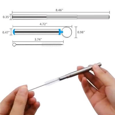 Telescope Metal Straw With Key Chain