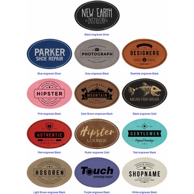 3" x 2" Oval Leatherette Patch with Adhesive