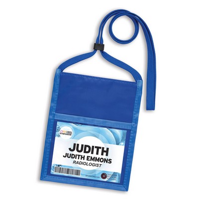 Double Clear Window Pocket w/ Back Zipper and Pen Holder Neck Wallet