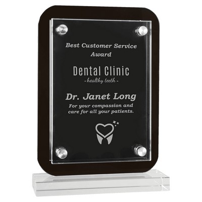 5.5" x 7.75" Black Floating Glass Standup Plaque