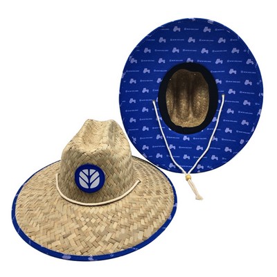 Rafia Straw Hat w/Custom Patch & Underneath Lining - 120 Colors & MOQ 25pcs