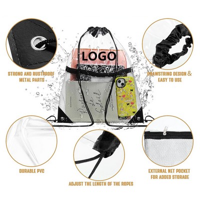 Clear Waterproof Drawstring Backpack.