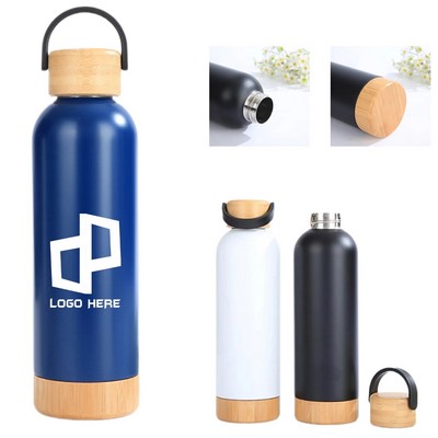 18Oz Sport Water Bottle W/ Bamboo Lid And Bottom