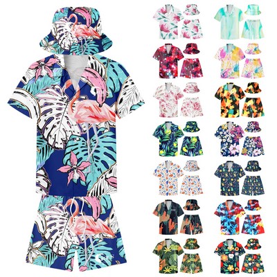 Hawaiian Shirts, Shorts And Bucket Hats Sets
