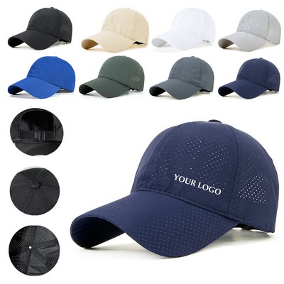 Summer Laser Hole Large Head Size B Breathable Baseball Cap