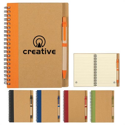 Soft Cover Kraft Spiral Journal With Pen