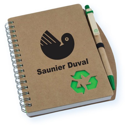 Recycled Cardboard Notebook w/Pen