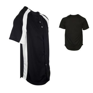 Adult Full Button Cool Mesh Pro-Style Baseball Jersey Shirt w/ Contrast Sleeve