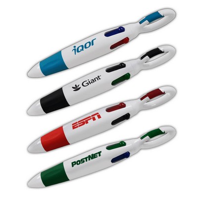 4-Color Ballpoint Custom Pen With Carabiners Clip