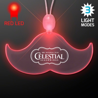 Acrylic Mustache Shape Necklace w/Red LED - Domestic Print