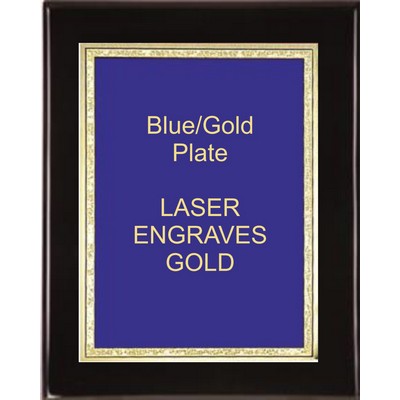 Black 7" x 9" Piano Finish Plaque - 5" x 7" Blue/Gold Florentine Plate