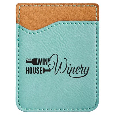 Leatherette Phone Wallet - Teal/Engraves Black