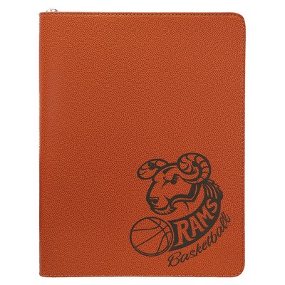 9 1/2" x 12" Basketball w/ Zipper Leatherette Portfolio with Notepad
