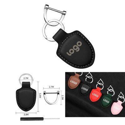 Pu Shield-Shape Leather Keychain