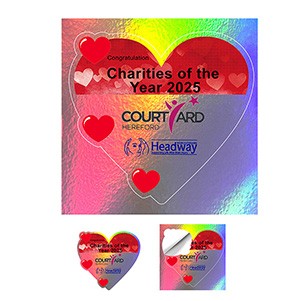 "CUSTOMCUT™" 2 sq inch to 9 sq. inchFull Color Custom Shape Removable Vinyl Stickers in Singles