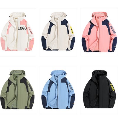 Three in One Two Piece Set Color Blocked Men and Women Couple Jacket