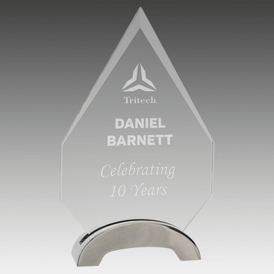 7.5" Diamond Platinum Glass with Arch Metal Base