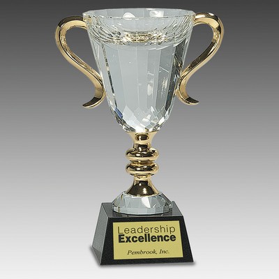 8.5" Crystal Cup with Gold Handles and Stem