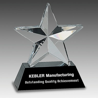 6" Crystal 3D Star on Black Base