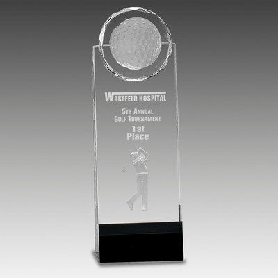 9.5" Clear/Black Crystal Standup with 3D Golfer