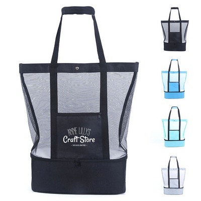 Family Mesh Beach Tote Bag with Cooler