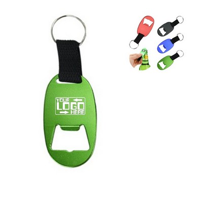Oval Aluminum Bottle Opener with Keychain