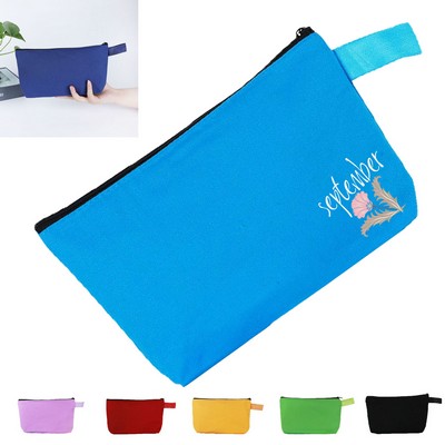 Multipurpose Canvas Cosmetic Bag With Zipper