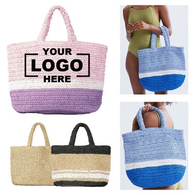 Straw Woven Beach Tote Bag