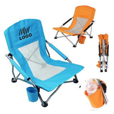 Portable Outdoor Folding Beach Chair With Cup Holder