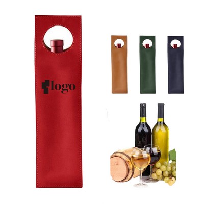 Single Leather Wine Tote Bag