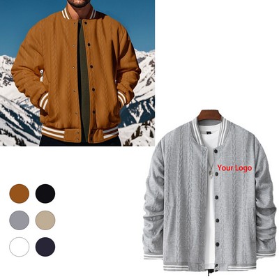 Jacquard Letterman Jacket with Snap Buttons