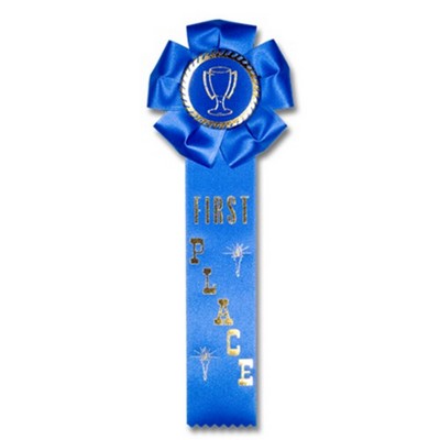 11½" First Place Stock Rosette w/Trophy Cup Medallion