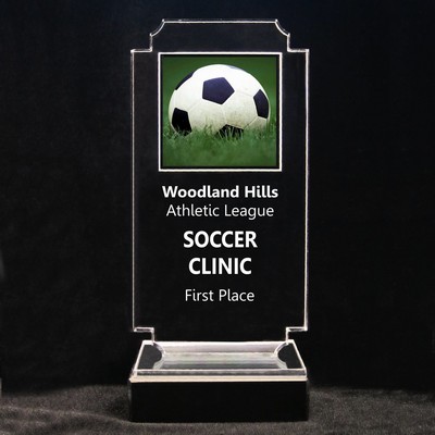 Acrylic and Marble Engraved Award - 8-3/4" Full-Color Soccer Ball Panel