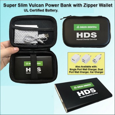 4000mAh Super Slim Vulcan Power Bank w/Zipper Wallet Gift Set No Extra Tariff