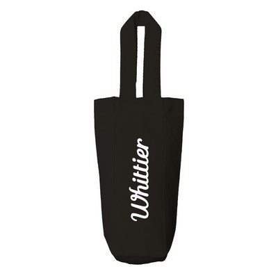 12 Oz. Canvas Single Bottle Wine Tote - 3" x 10.5" x 3"