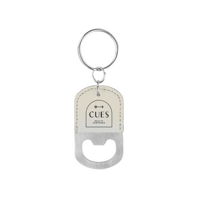 Laser Engraved Leatherette Key Tag with Bottle Opener Oval (2.5"x1.5")