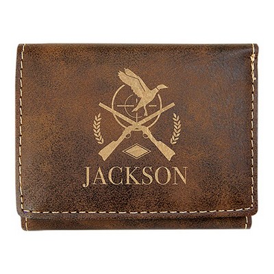 3" x 4" Rustic/Gold Leatherette Trifold Wallet
